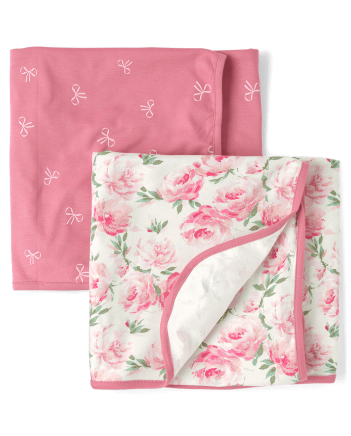Baby Girls Floral Swaddle Blanket 2-Pack