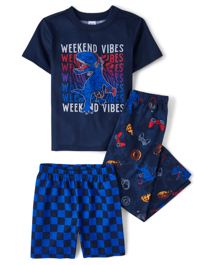 Boys Dino Weekend Vibes 3-Piece Pajama Set