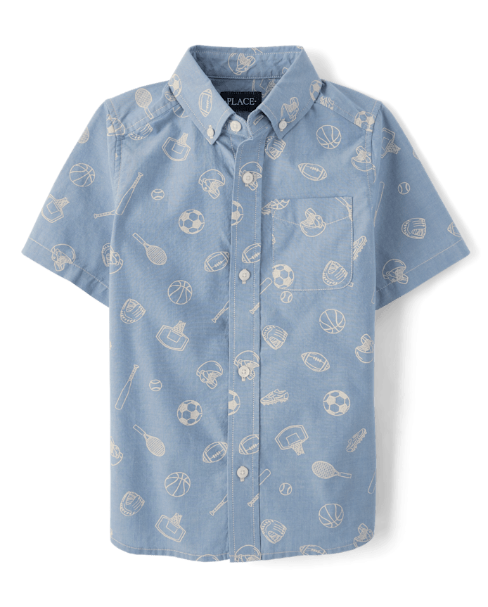 Boys Doodle Poplin Button Up Shirt