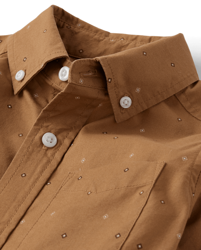 Boys Print Poplin Button Up Shirt
