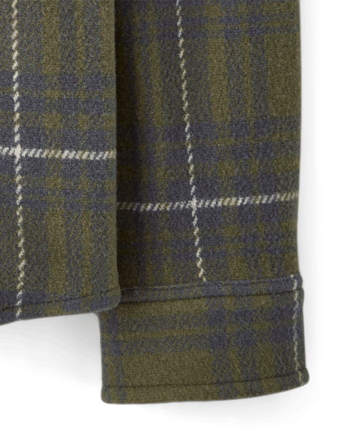 Boys Plaid Luxe Cozy Knit Button Up Shirt