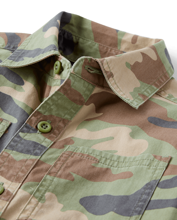 Kids Camo Utility Button Up Shirt
