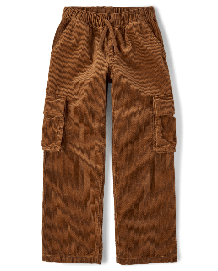 Kids Corduroy Wide Leg Cargo Pants