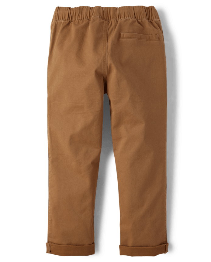Boys Stretch Roll Cuff Pull On Chino Pants