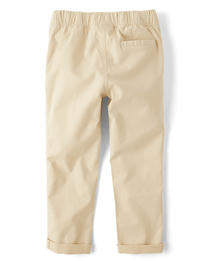 Boys Stretch Roll Cuff Pull On Chino Pants