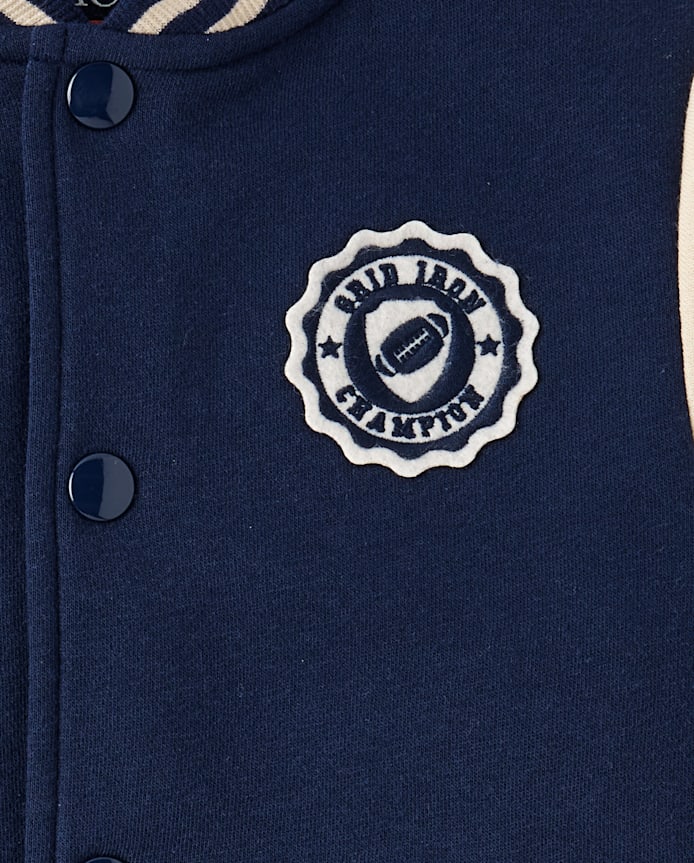 Kids Embroidered Varsity Premium Fleece Bomber Jacket