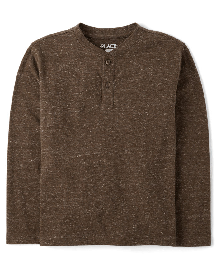 Boys Marled Henley Top