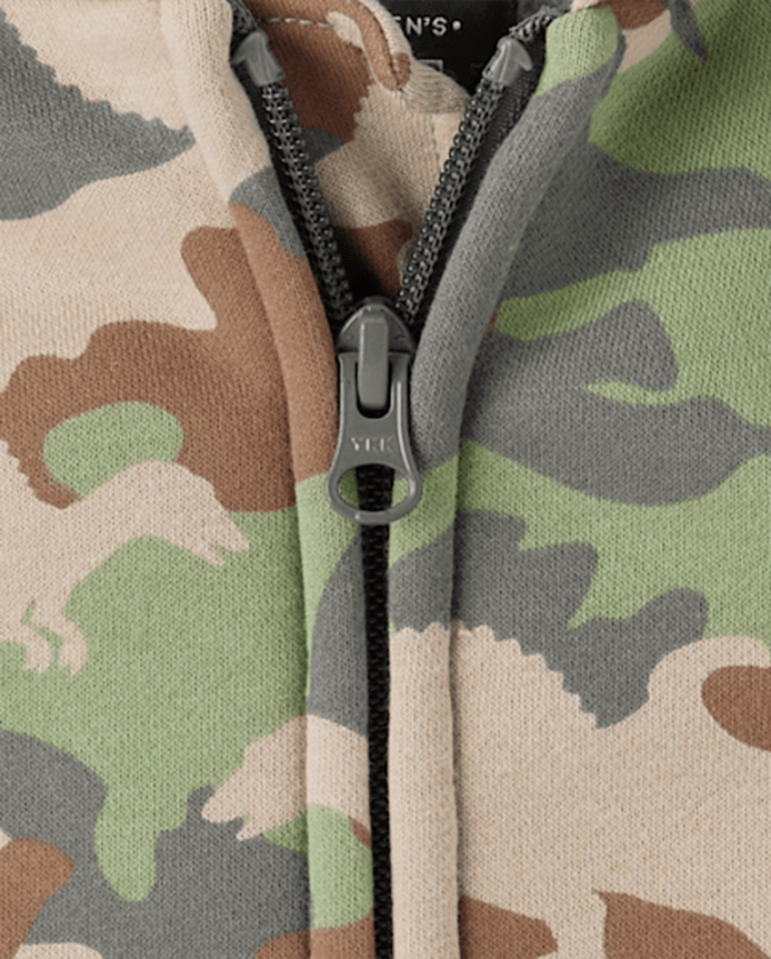 Baby And Toddler Boys Camo Premium Fleece Sherpa Lined Zip Up Hoodie