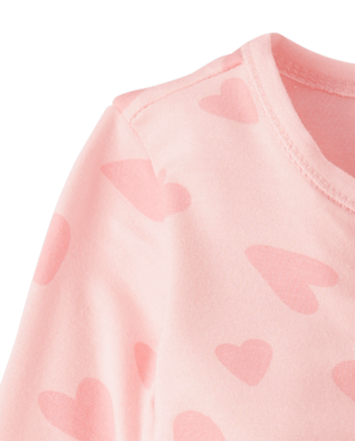 Baby And Toddler Girls Heart Footed One Piece Pajamas - Super Soft