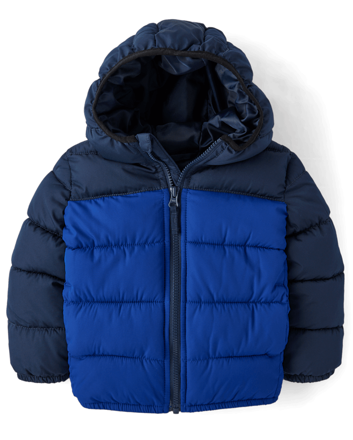 Toddler Boys Colorblock Hooded Puffer Jacket