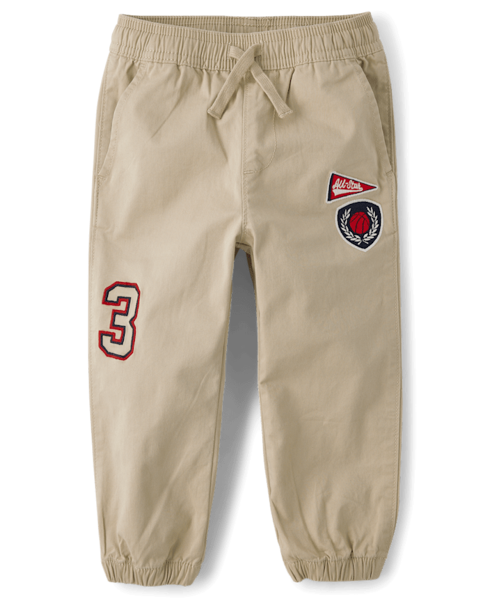 Baby And Toddler Embroidered Varsity Pull On Jogger Pants