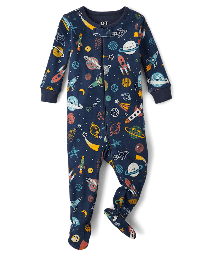 Baby And Toddler Boys Space Snug Fit Cotton Footed One Piece Pajamas