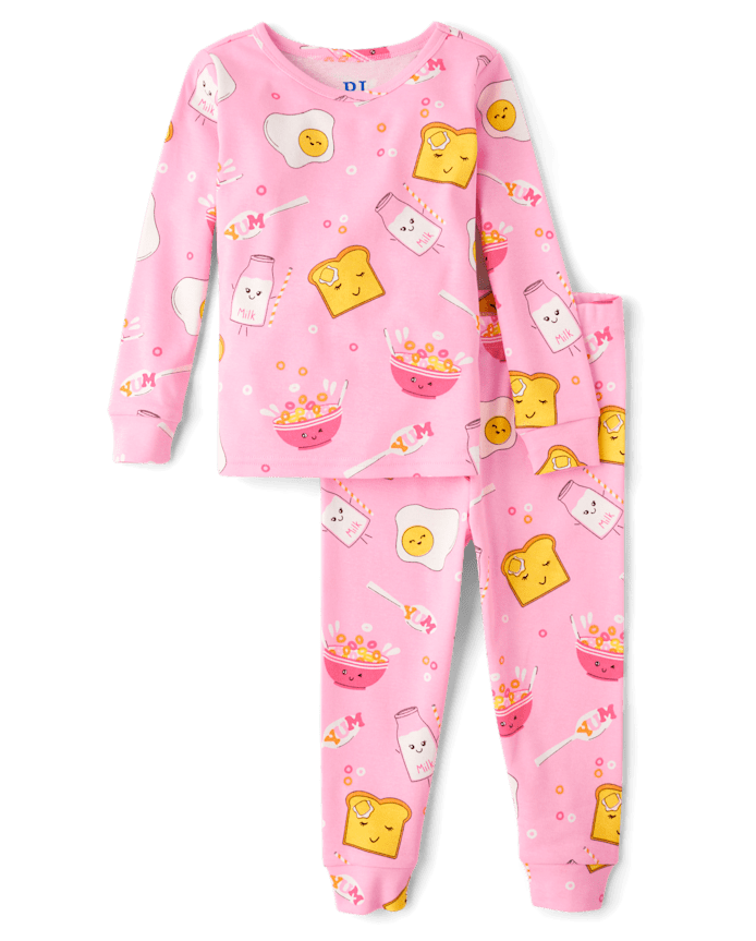 Baby And Toddler Girls Breakfast Snug Fit Cotton Pajamas