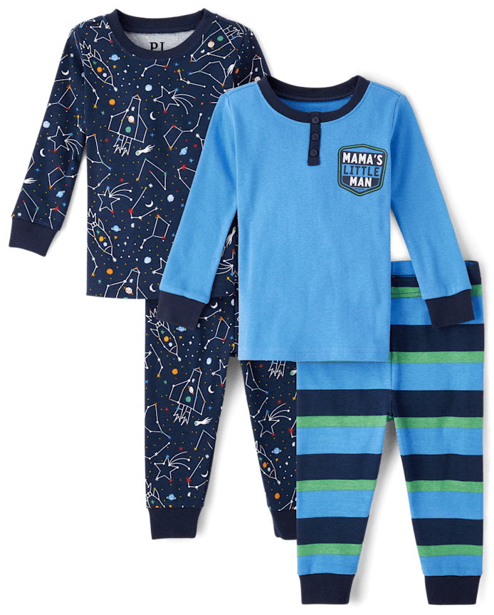 Pyjamas en coton ajustés pour bébés et petits garçons, motif espace, lot de 2