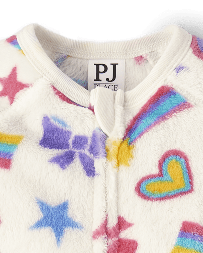 Baby And Toddler Girls Doodle Footed One Piece Pajamas - Cozy Fleece