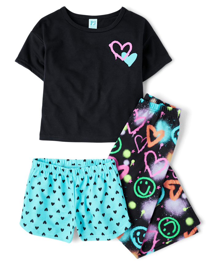 Girls Heart 3-Piece Pajama Set