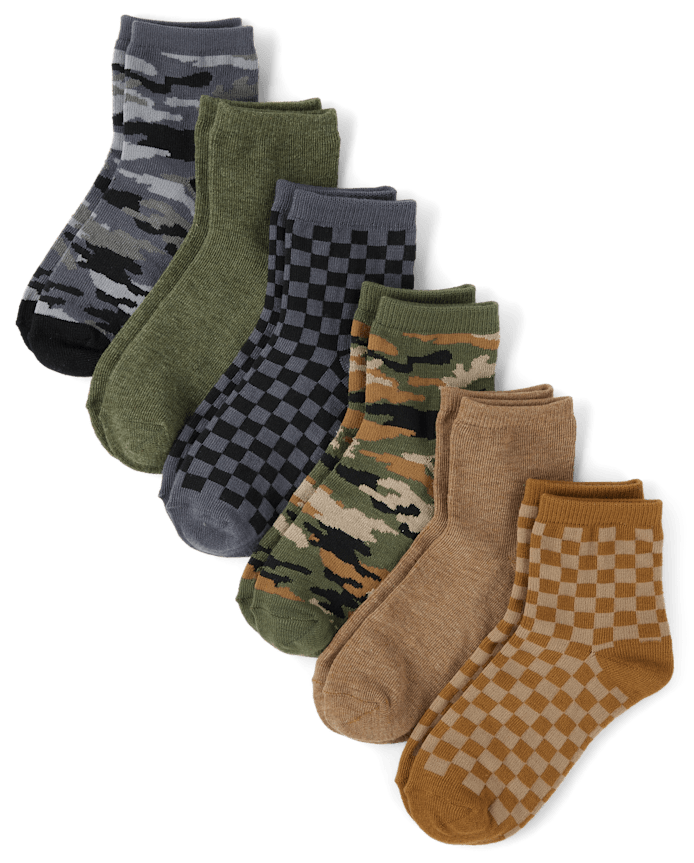Boys Camo Midi Socks 6-Pack