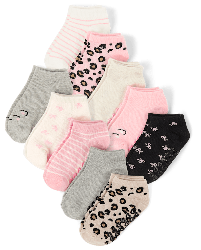 Toddler Girls Cat Ankle Socks 10-Pack