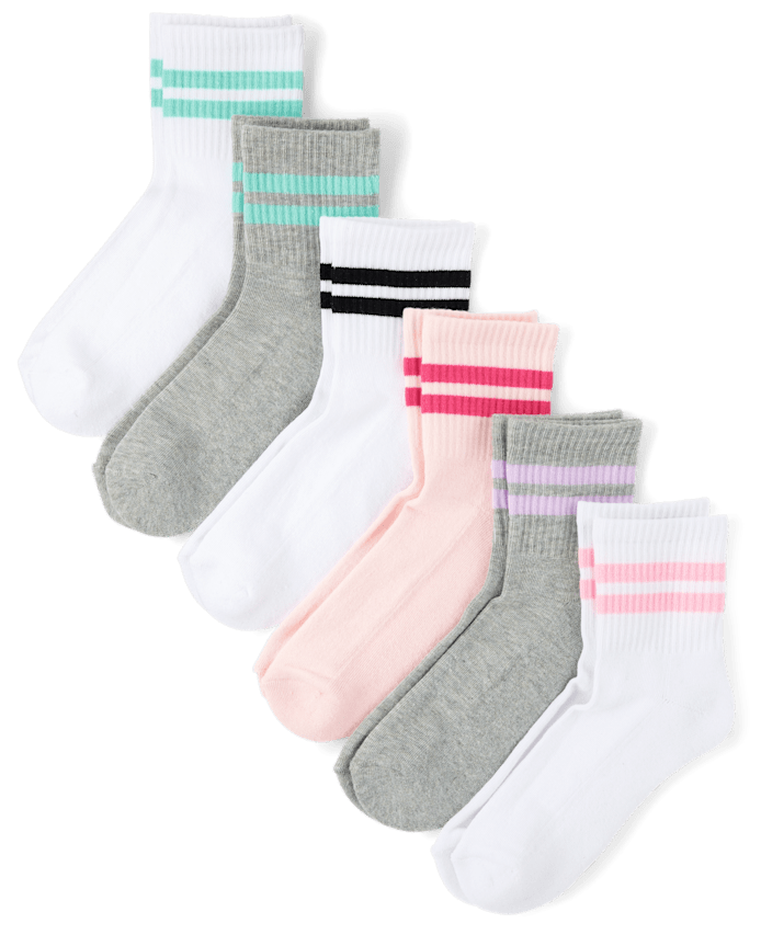 Girls Striped Cushioned Midi Socks 6-Pack