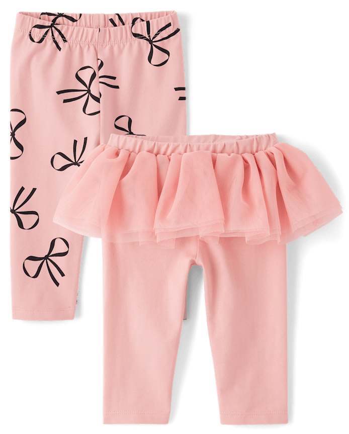Lot de 2 leggings tutu à nœud pour bébé fille
