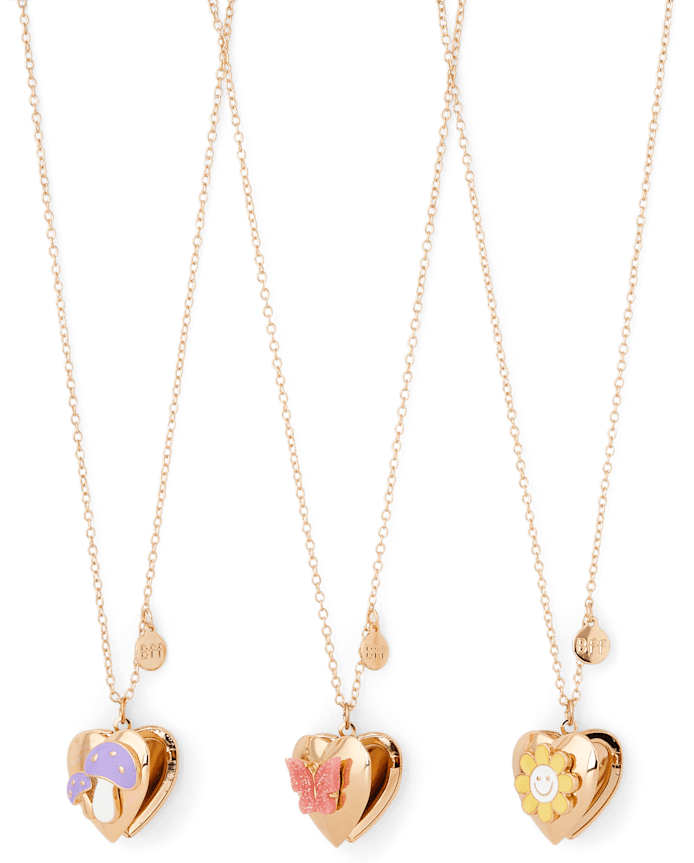 Girls Butterfly BFF Locket Necklace 3-Pack