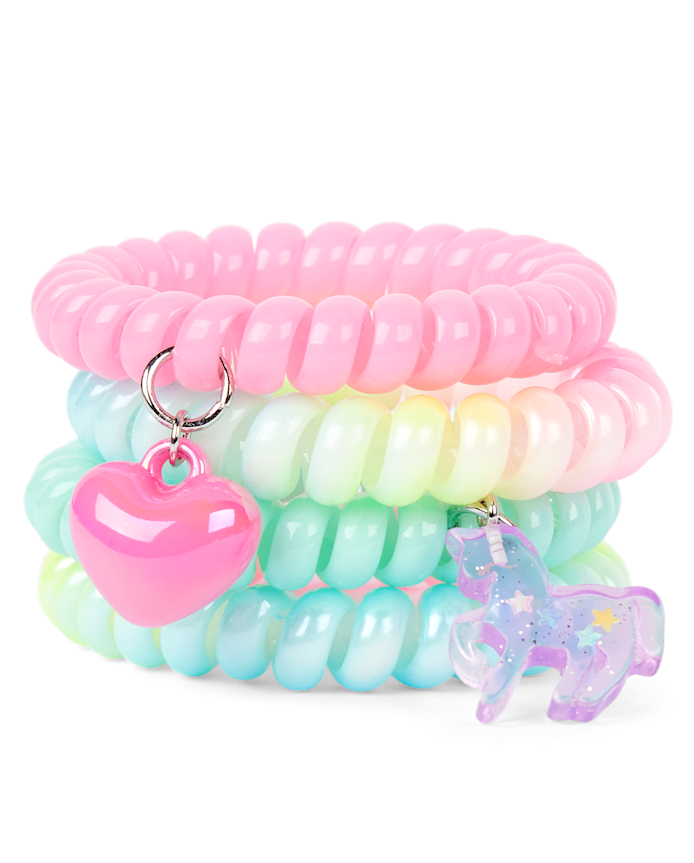 Lot de 4 bracelets spirales licorne pour filles