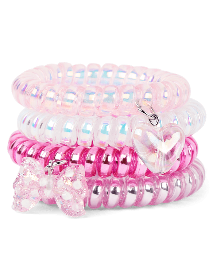 Girls Heart Coil Bracelet 4-Pack