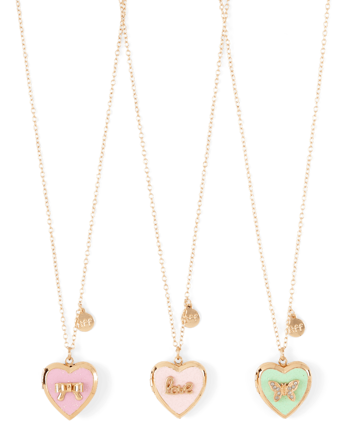 Collier médaillon nœud papillon BFF pour filles (lot de 3)