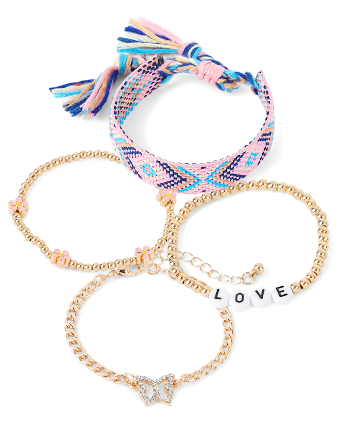 Lot de 4 bracelets papillon pour filles