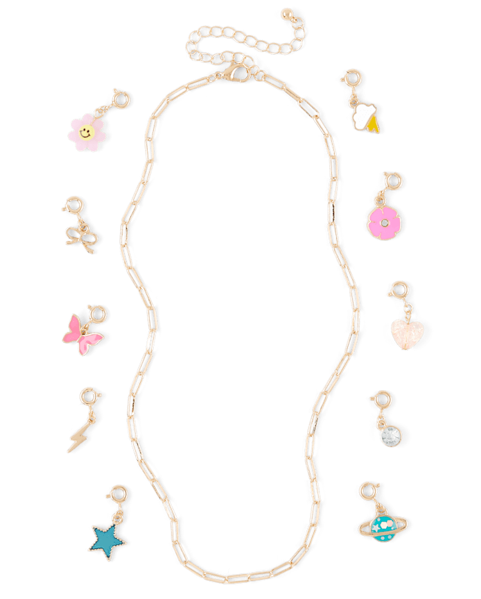 Girls DIY Charm Necklace 11-Piece Set