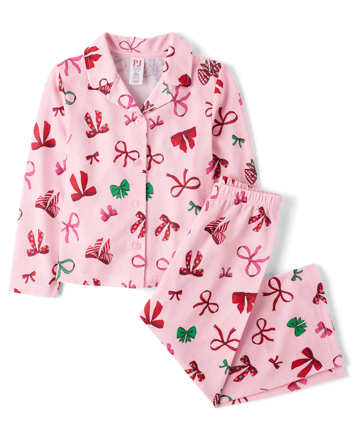 Pyjamas de Noël assortis pour filles, motif nœud papillon, maman et moi