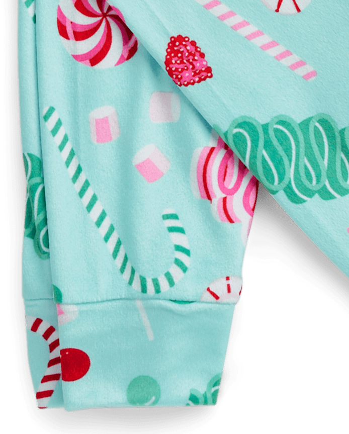 Girls Holiday Candy Snug Fit Velour Pajamas
