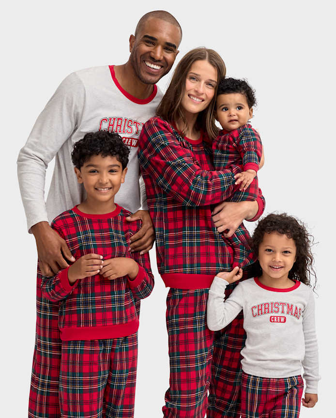 Pyjama familial assorti en micropolaire à carreaux tartan pour enfants