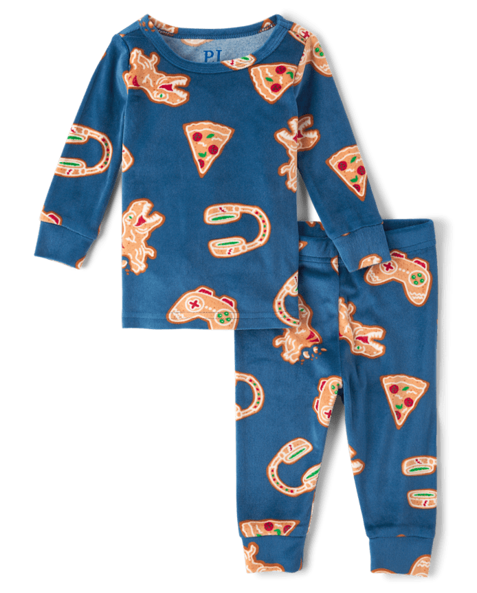 Baby And Toddler Boys Gingerbread Gamer Snug Fit Velour Pajamas