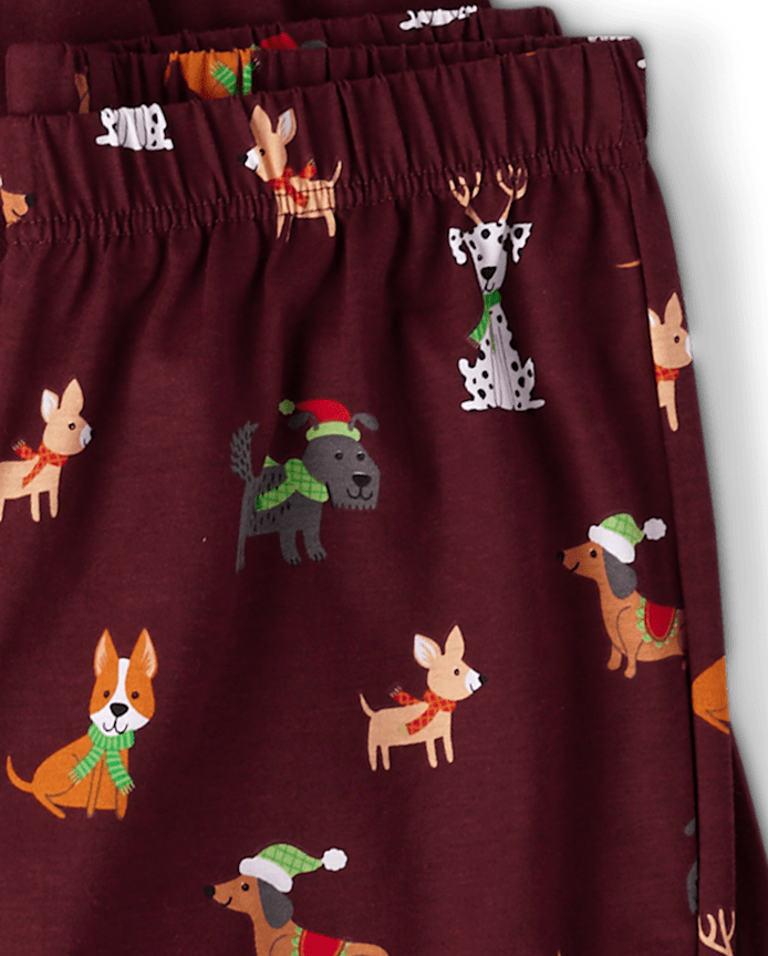 Mens Matching Family Holiday Dog Cotton Henley Pajamas