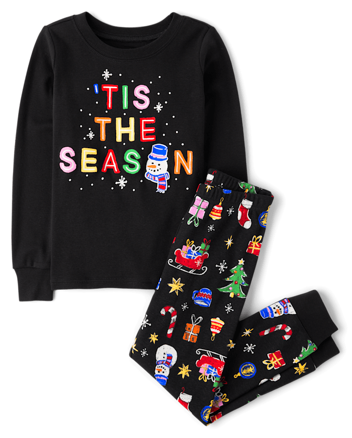 Kids Matching Family Glow Tis The Season Snug Fit Cotton Pajamas