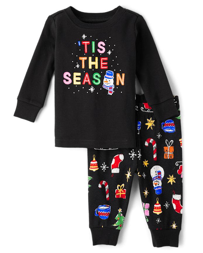 Pyjamas en coton ajustés pour bébés et jeunes enfants, collection « Glow Tis The Season », assortis à la familiale