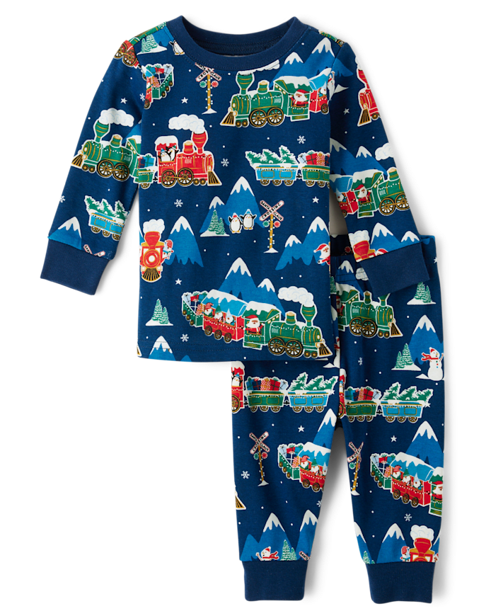 Baby And Toddler Glow Holiday Train Snug Fit Cotton Pajamas