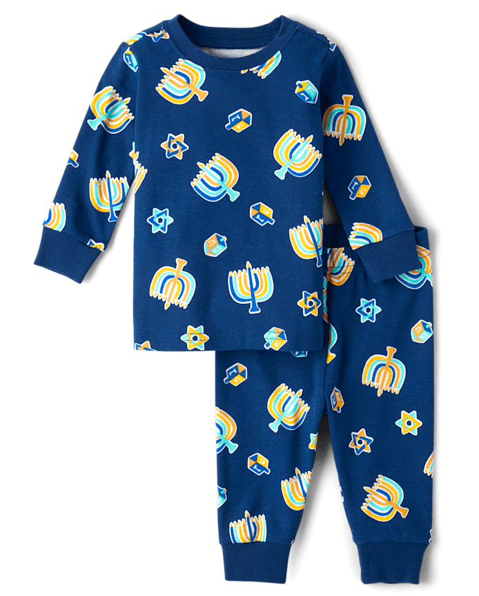 Pyjama Hanoukka en coton ajusté pour bébé et enfant bas âge, assorti familial