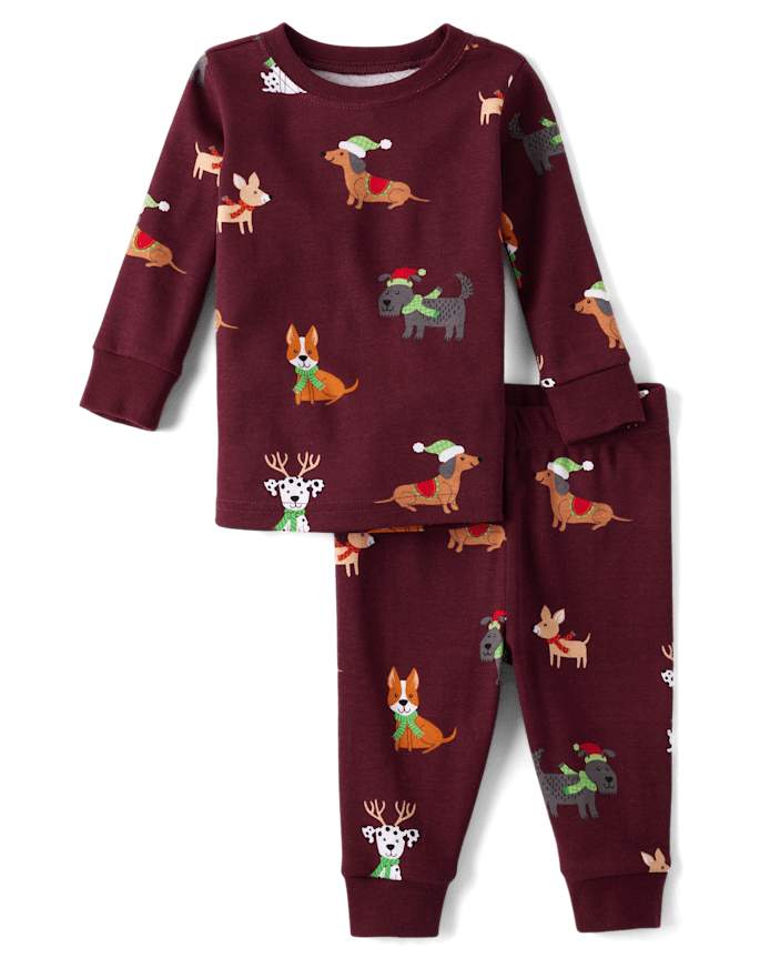 Baby And Toddler Matching Family Holiday Dog Snug Fit Cotton Pajamas