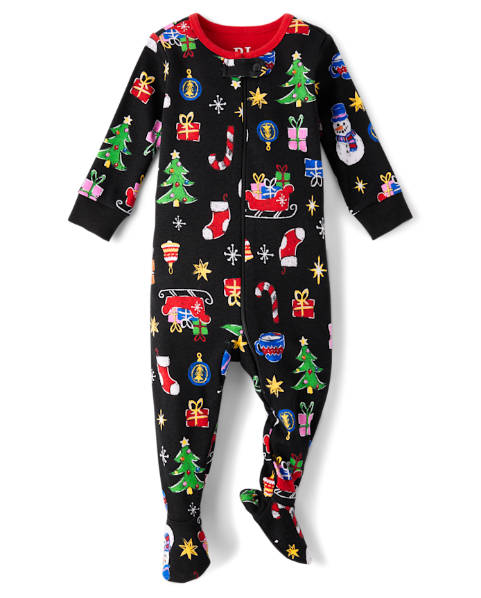 Baby And Toddler Matching Family Holiday Snug Fit Cotton Footed One Piece Pajamas