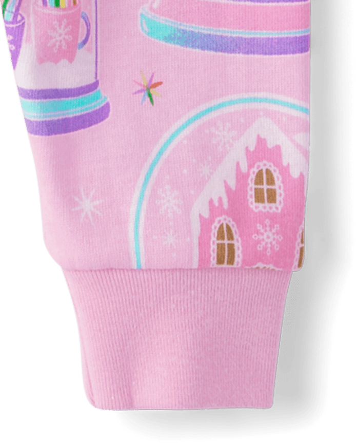 Pyjama en coton ajusté « Boule à neige pain d'épice maman et moi » pour bébés petites filles