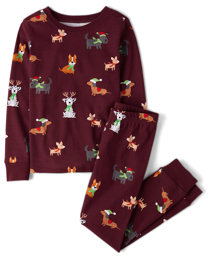 Kids Matching Family Holiday Dog Snug Fit Cotton Pajamas
