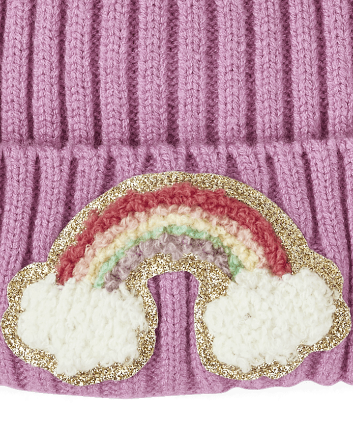 Toddler Girls Chenille Patch Pom Beanie