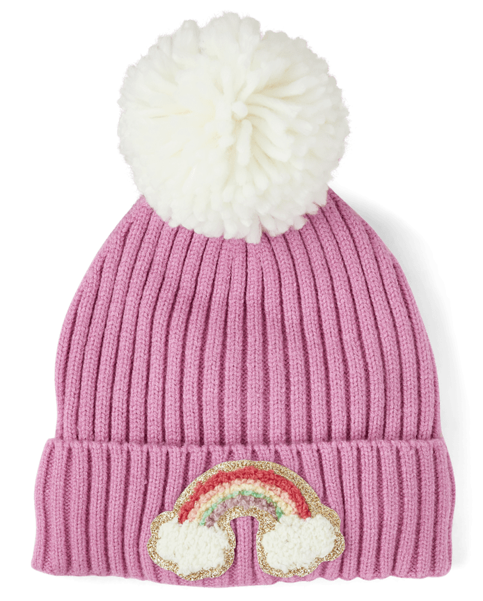 Toddler Girls Chenille Patch Pom Beanie