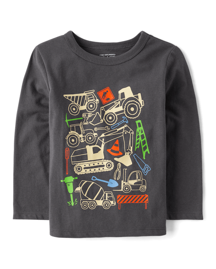 Baby And Toddler Boys Construction Vehicles Graphic Tee