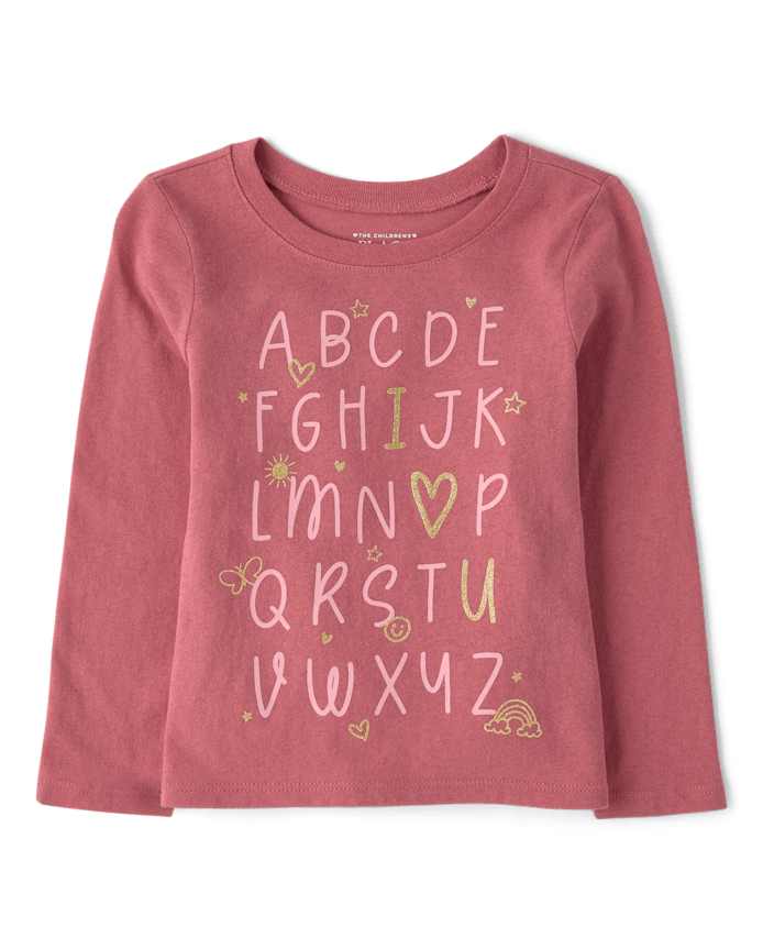 Baby And Toddler Girls Alphabet Doodles Graphic Tee