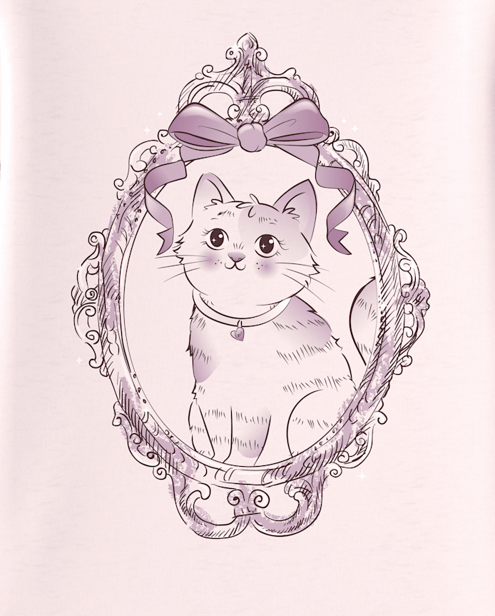 Girls Cat Mirror Graphic Tee