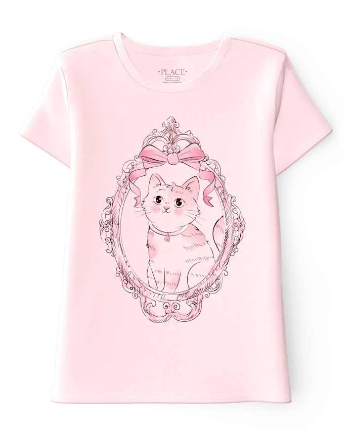 Girls Cat Mirror Graphic Tee