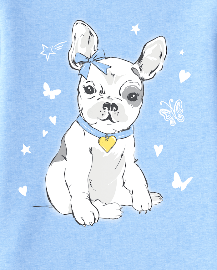 Girls Dog Butterflies Graphic Tee